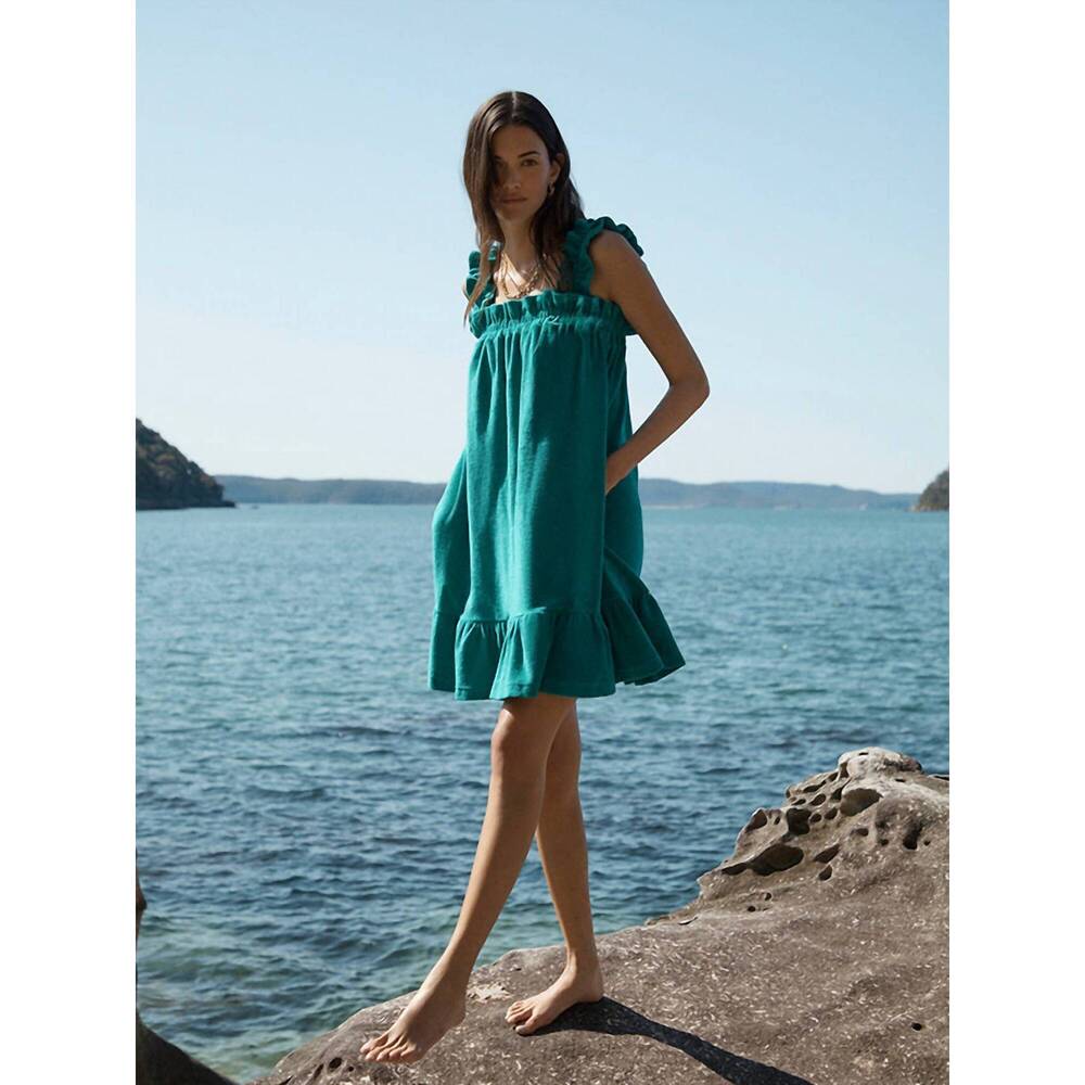 NEW EPHEMERA jade la plage swing mini dress in green